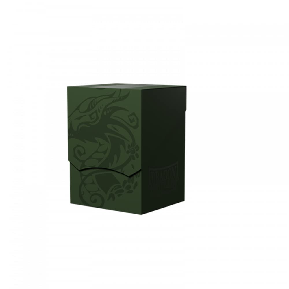 Arcane Tinmen Dragon Shield Deck Shell forest green exterior with black interior, lid closed for protection.