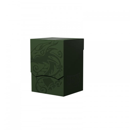 Arcane Tinmen Dragon Shield Deck Shell forest green exterior with black interior, lid closed for protection.