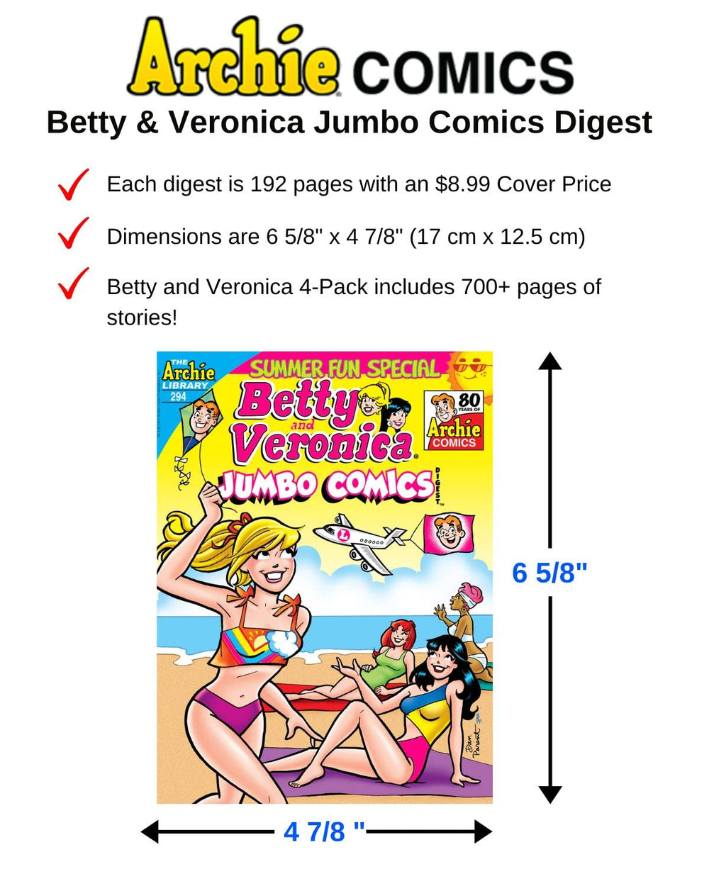 Archie Betty Veronica digest value pack back cover, great for sharing stories with friends.