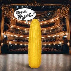 Archie McPhee battery-operated corn sings Figaro, fun gag gift for events.