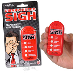 Archie McPhee Disappointed Sigh noisemaker, front view, perfect for lighthearted office moments