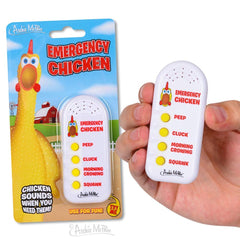 Archie McPhee Emergency Chicken electronic sound maker with four sounds for playful office pranks.