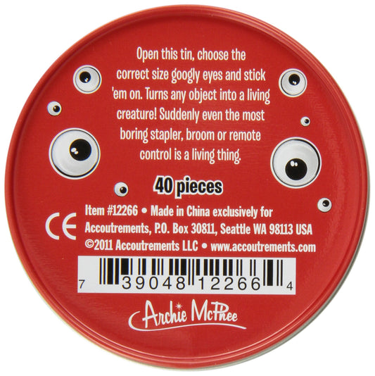 Archie McPhee Googly Eyes collection in four sizes, ideal for anthropomorphizing books, tools, and décor.