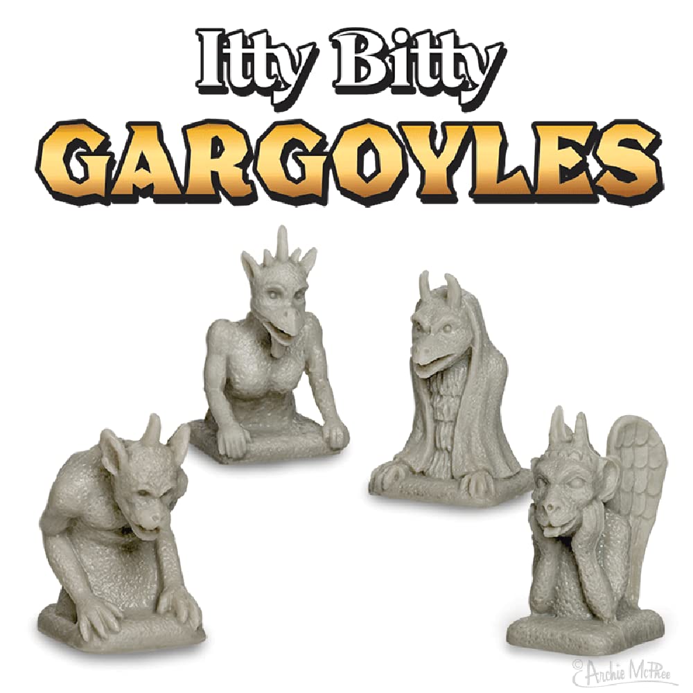 Hard vinyl gargoyles from Archie McPhee are durable desk decor.