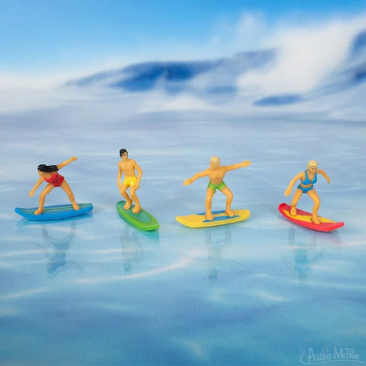Archie McPhee Itty Bitty Surfer figures: ready to shred on your desk or shelf.