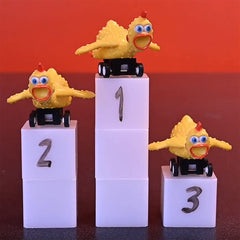 Archie McPhee 3-piece racing set shown for tabletop races.