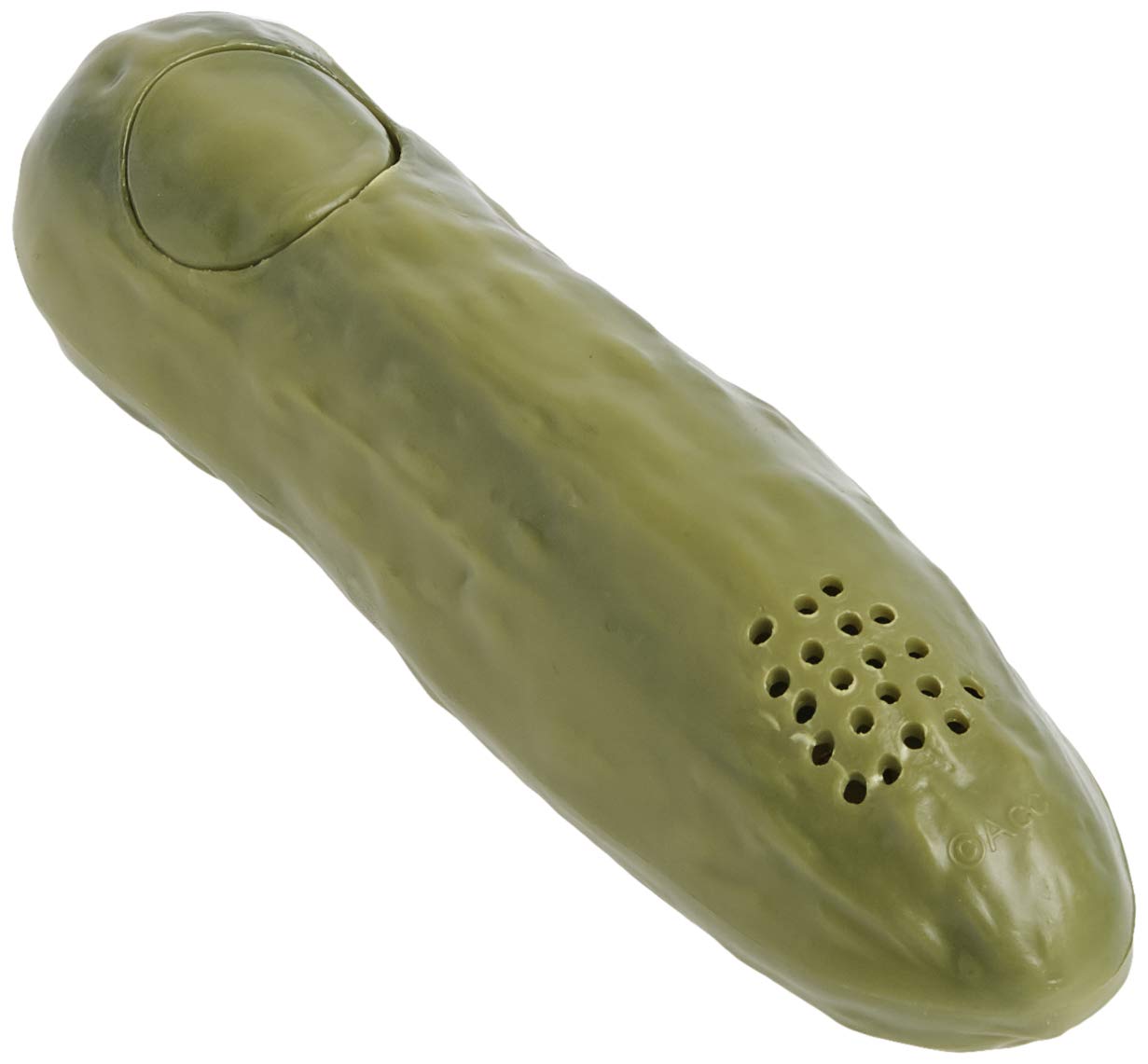 Archie McPhee Yodeling Pickle illustrated window box packaging.