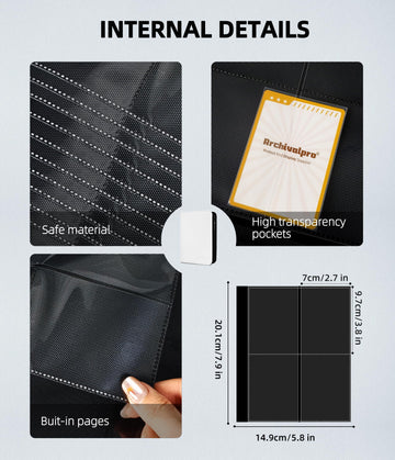 ARCHIVALPRO Premium Trading Card Binder 20-pocket with 1280 slots, extensive catalog