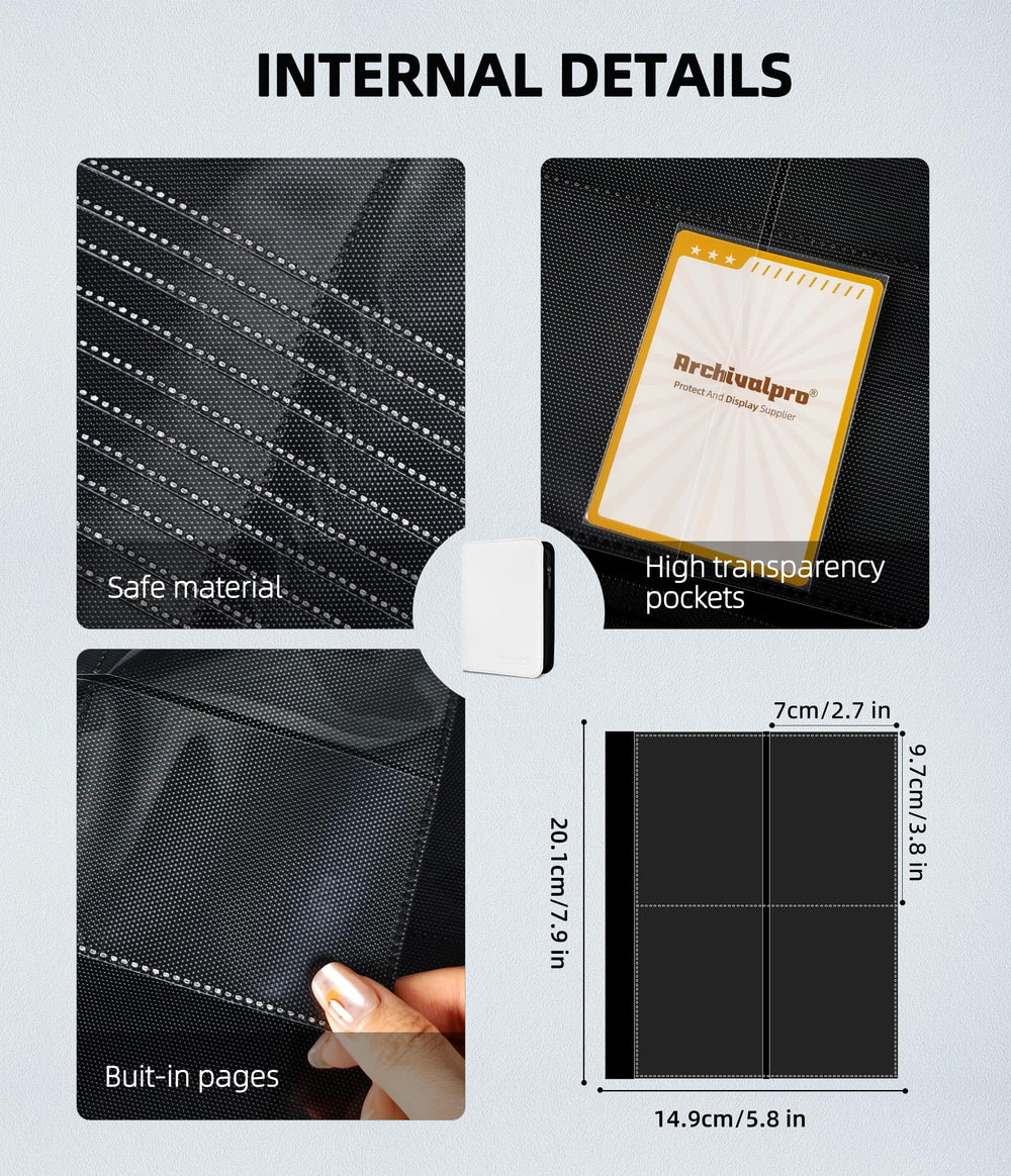 ARCHIVALPRO Premium Trading Card Binder 20-pocket with 1280 slots, extensive catalog