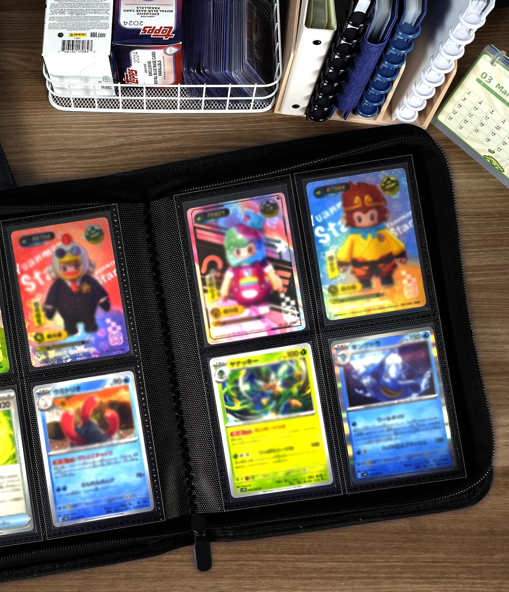 ARCHIVALPRO Premium Trading Card Binder zip side loading enables quick insertion and access
