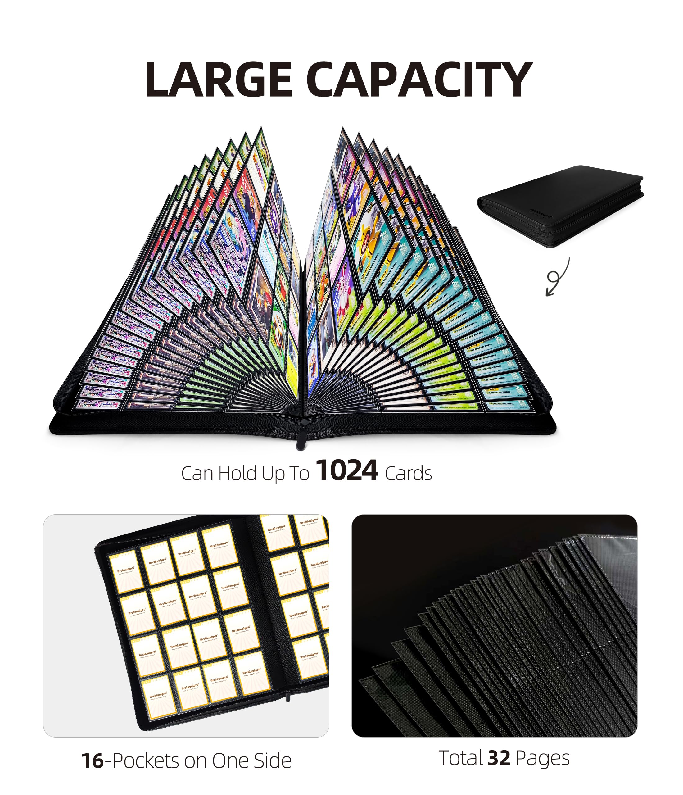ARCHIVALPRO side-loading pockets enable quick card viewing without removal
