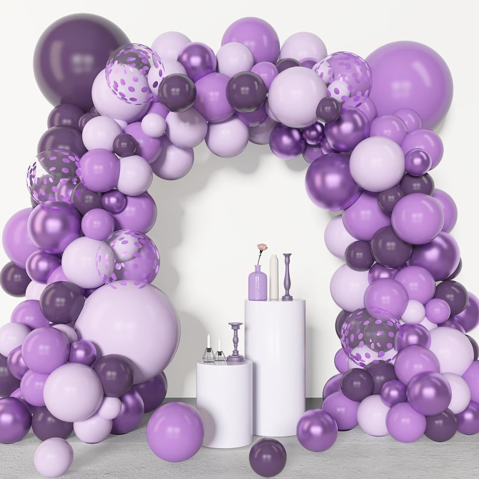 Archloon 10in metallic purple balloons add shimmer to any confetti or swirl design.