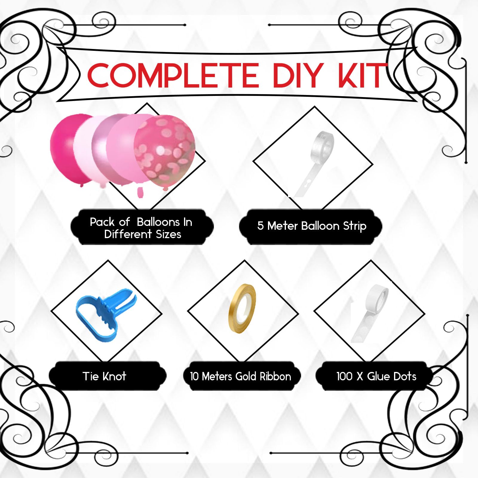 Archloon balloon arch strip and tying tool for quick, secure assembly.