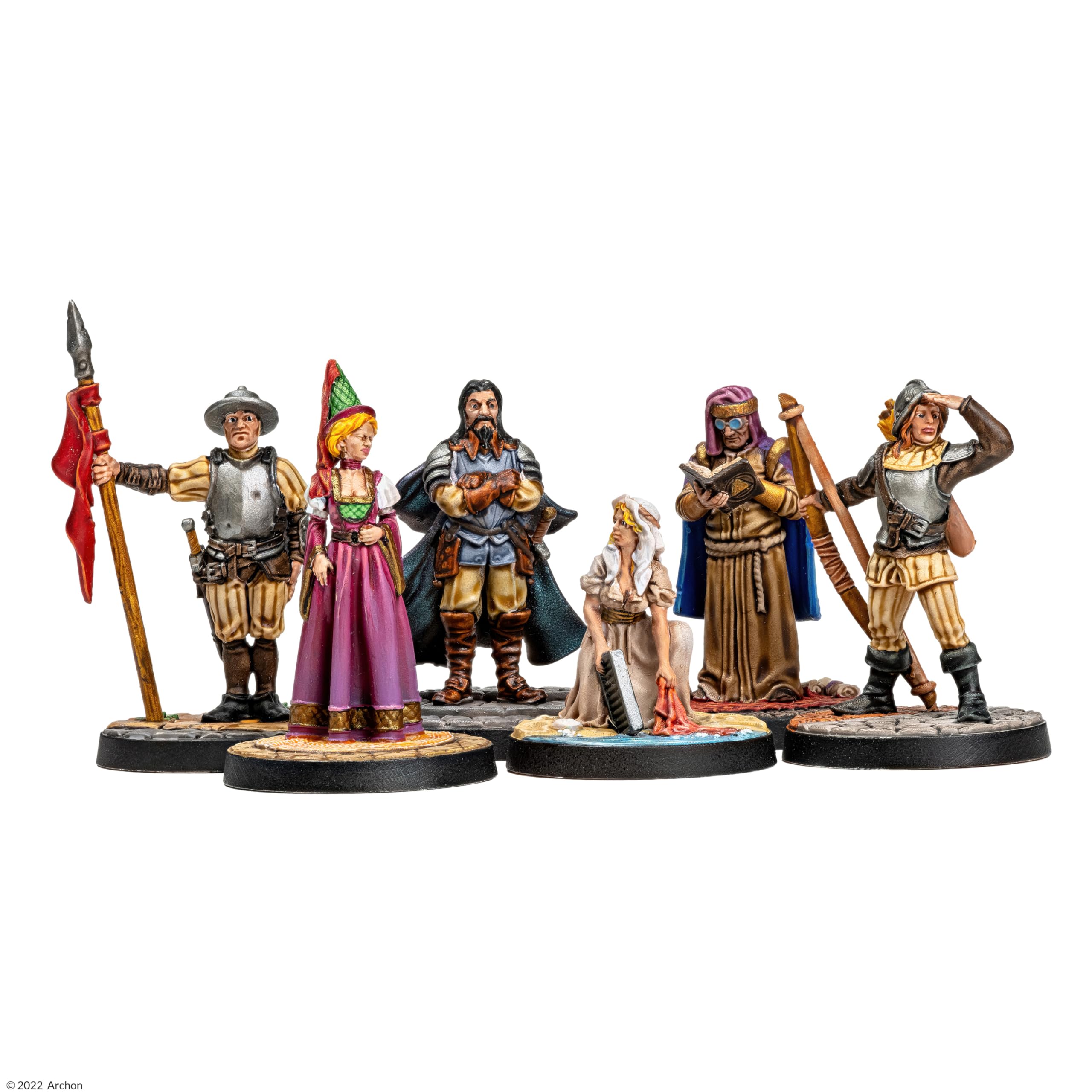 Archon Studio Townsfolk NPC Guard stands ready for watchful perimeter defenses on the board.