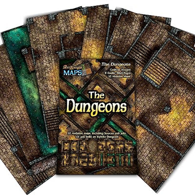 Arcknight dungeons battlemaps showing 16 modular maps for flexible tabletop encounters.