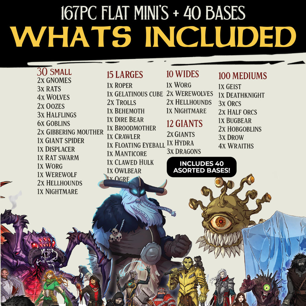 Arcknight flat minis variety of unique monsters and NPCs for campaigns.