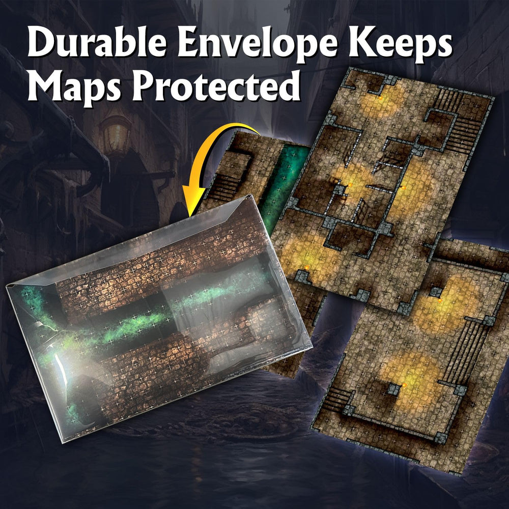 Arcknight protective plastic envelope keeps maps safe during travel and storage.