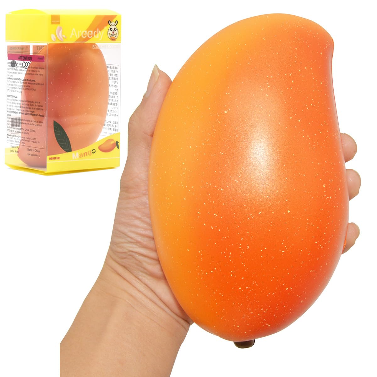 Areedy Gold Mango Colossal Squishy showcases jumbo size ideal for satisfying squeezes.