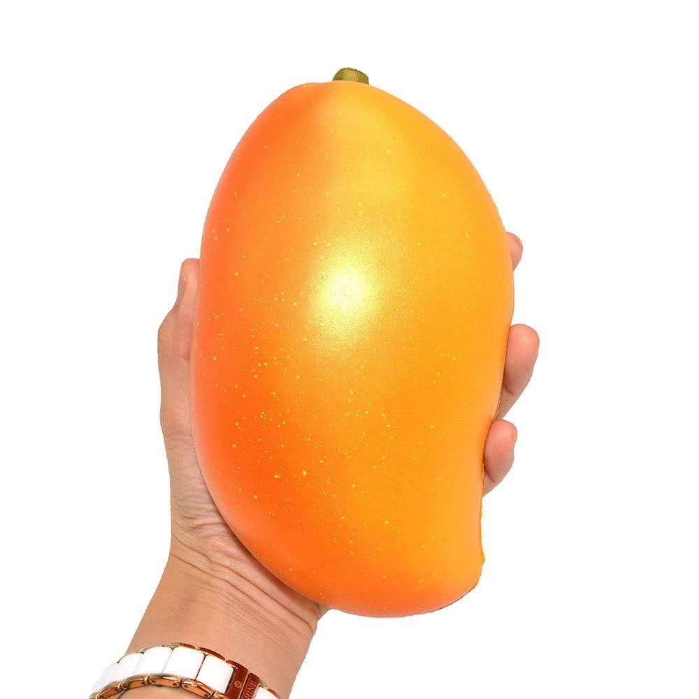 Areedy Jumbo Mango Squishy in hand supports tactile stress relief.