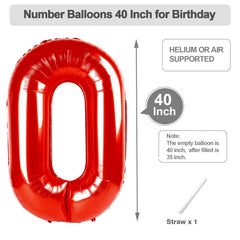 Argthjy 40 inch red foil number balloon in color variation for celebrations
