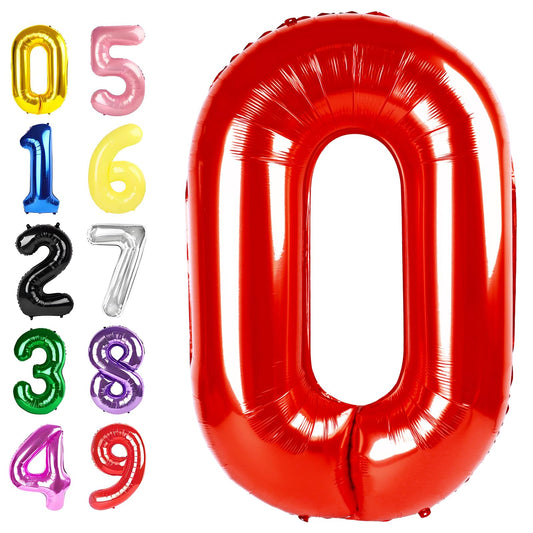Argthjy 40 inch red foil number balloon front view for bold party decor