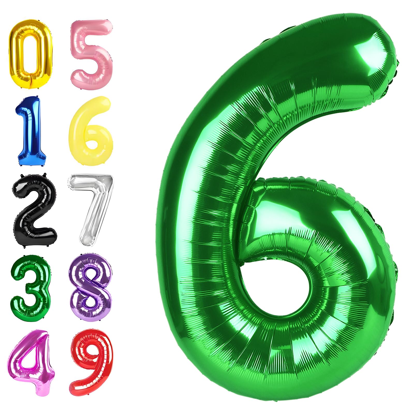 Argthjy 40-inch foil number 6 balloon in dark green, eye-catching birthday decor.