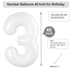 Argthjy 40-inch number 3 balloon with floral setup for elegant celebrations.