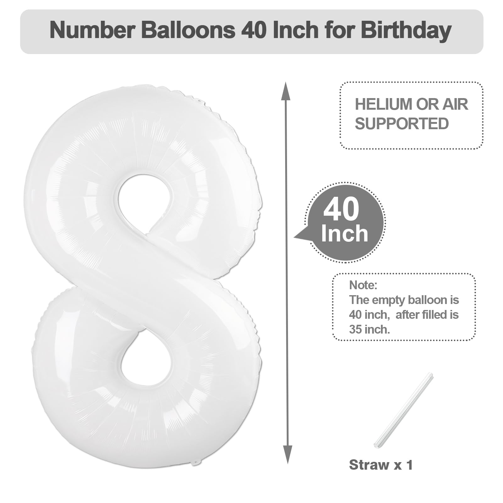 Argthjy 40-inch number 8 balloon creates a striking photo backdrop.