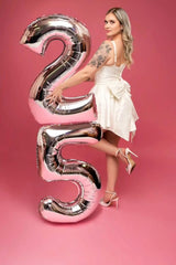 Argthjy 40-inch silver number balloon enhances celebrations as a focal point