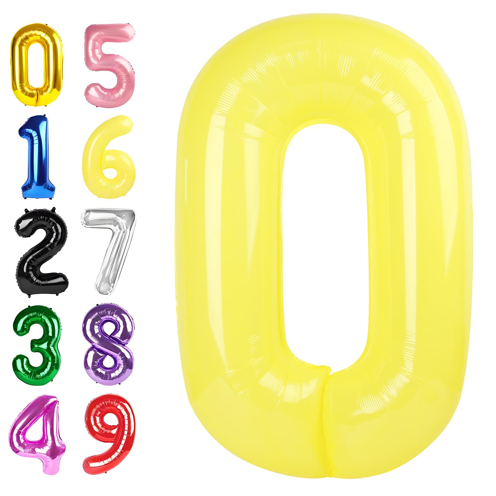 Argthjy 40-inch number balloon zero in yellow, ideal for standout birthday décor and photos