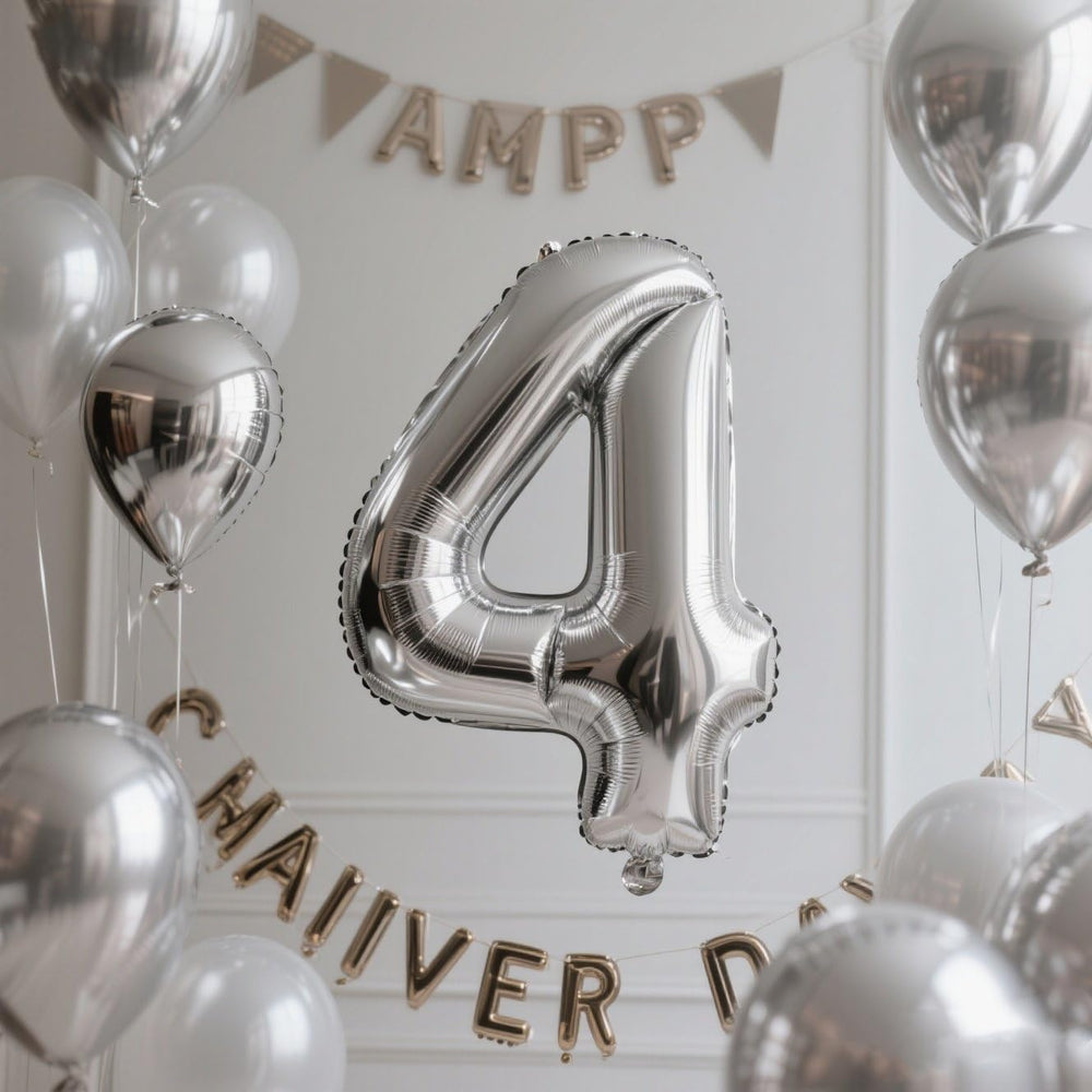 Argthjy large 40-inch silver 4 balloon enhances party backdrop