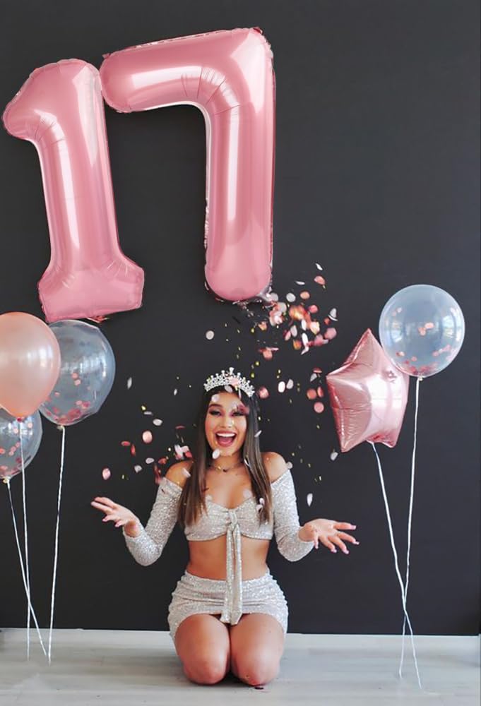 Argthjy 7-balloon-pearl-pink-number side view adds festive dimension.