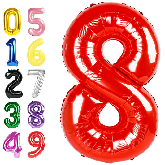 Argthjy 8 Birthday Balloon in red foil creates a bold centerpiece for photos