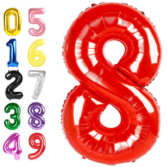 Argthjy 8 Birthday Balloon in red foil creates a bold centerpiece for photos