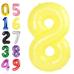 Argthjy 8-numbers balloon 40-inch yellow foil for striking birthday decor