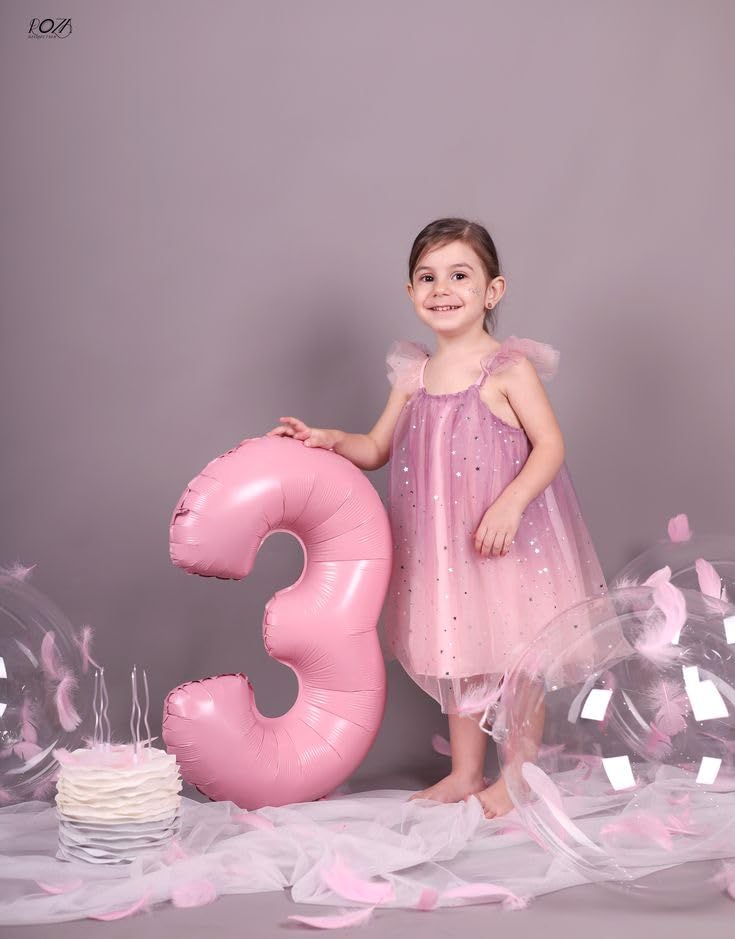 Argthjy Number 5 balloon 40-inch pearl pink, great photo backdrop for parties.