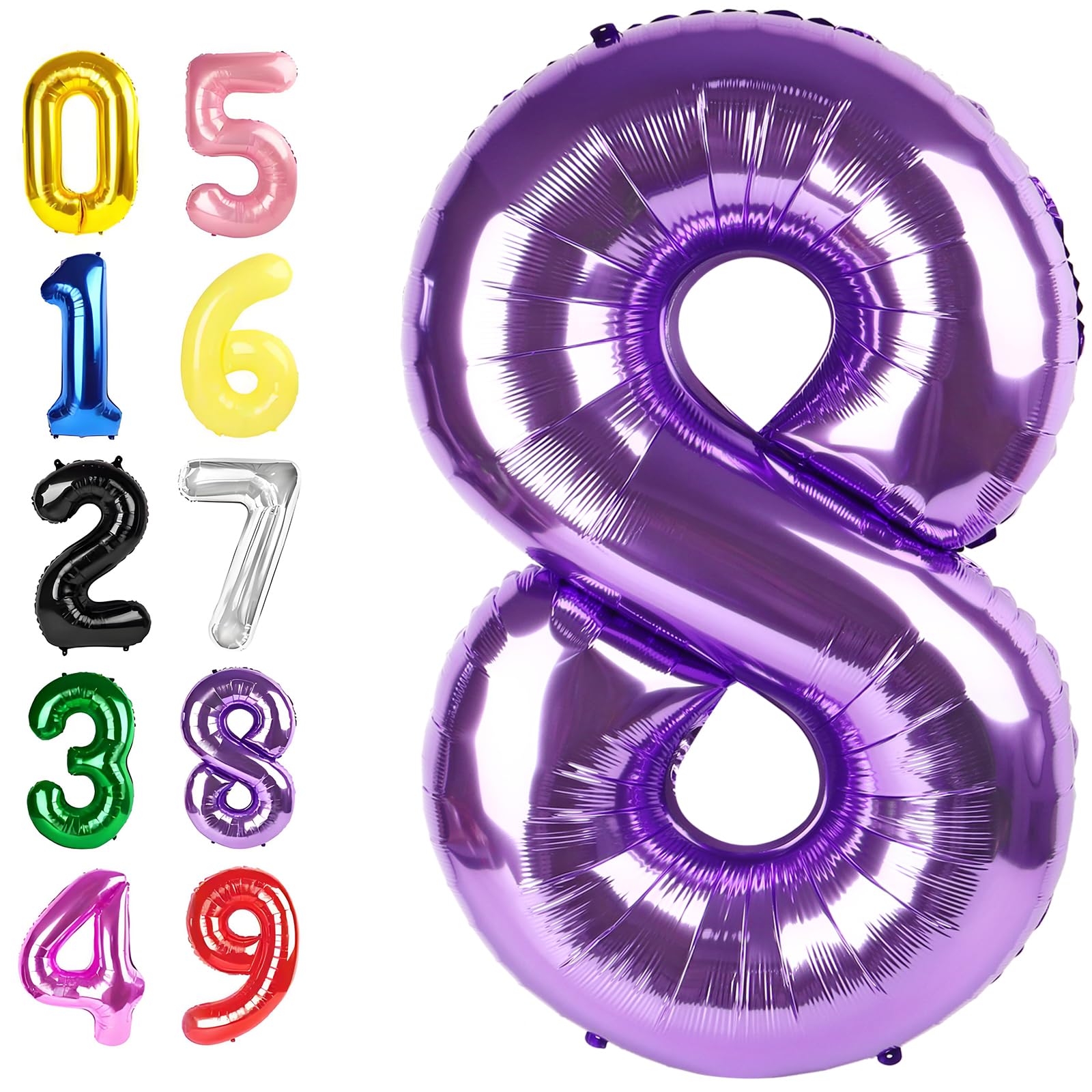 Argthjy 40 inch purple 8-number balloon for bold birthday decor and photos.