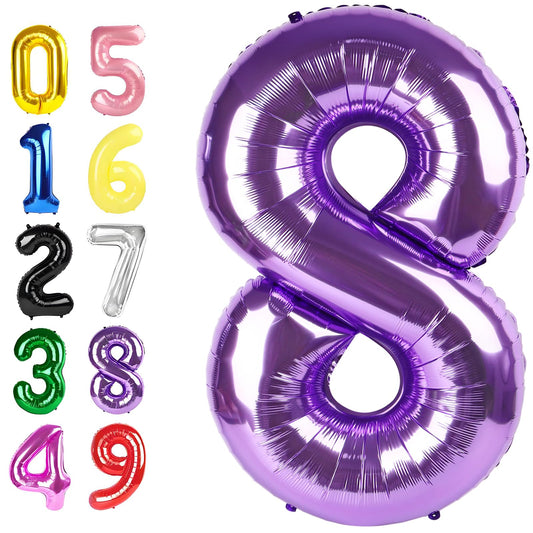 Argthjy 40 inch purple 8-number balloon for bold birthday decor and photos.