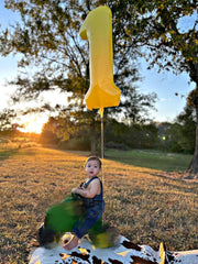 Argthjy birthday balloons 40 inch number 4 yellow ready for photos.