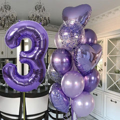 Argthjy purple 40 inch number balloon enhances birthday party styling.
