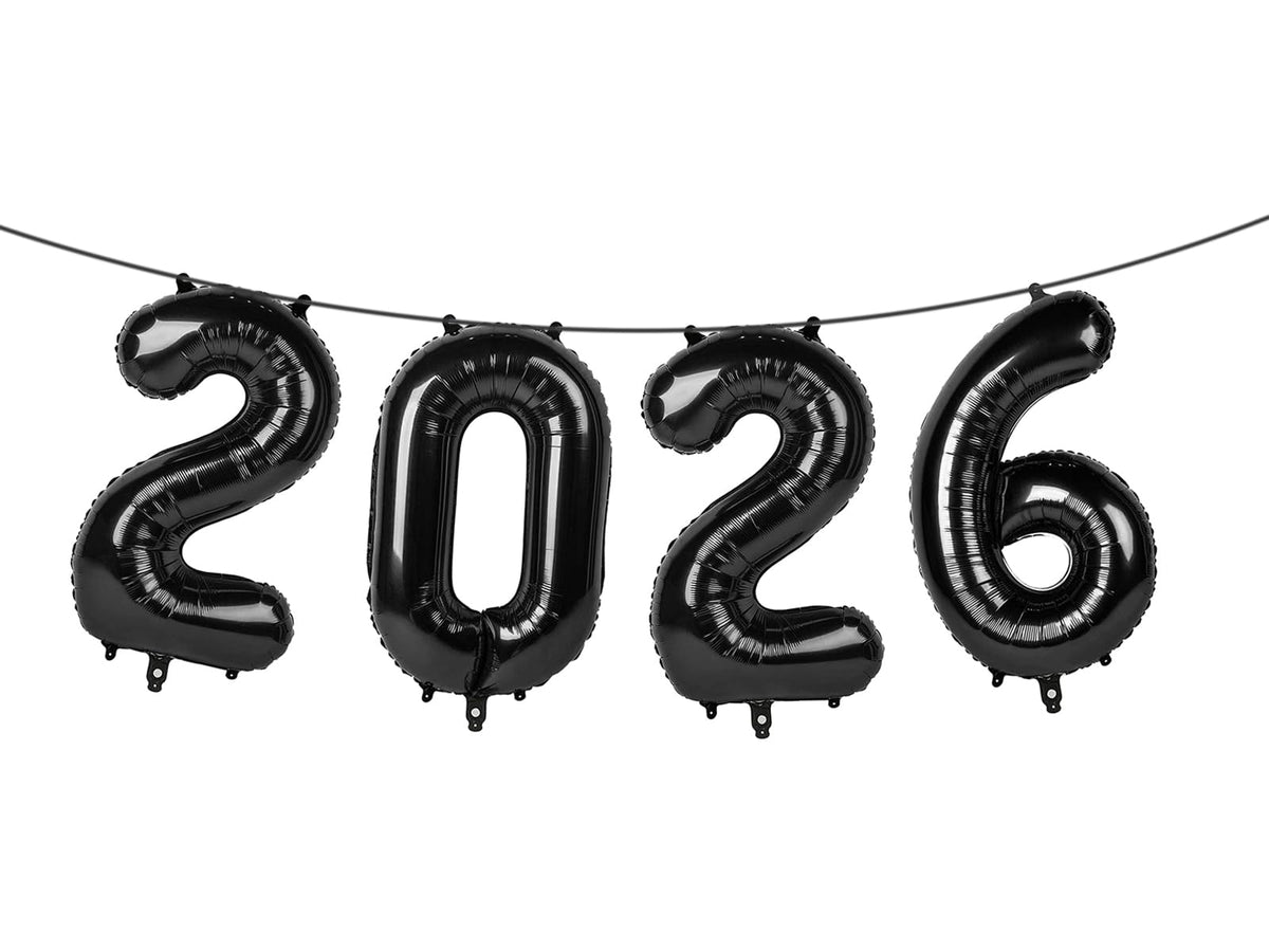 Argthjy black 2026 number balloon 40-inch display for standout party decor and photo ops.