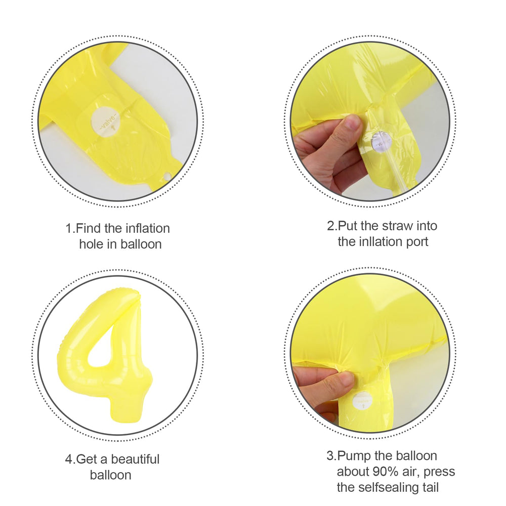 Argthjy foil number 4 balloon designed to stay inflated with straw inflation.