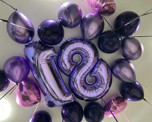 Argthjy 8-number foil balloon in purple for milestone celebrations.