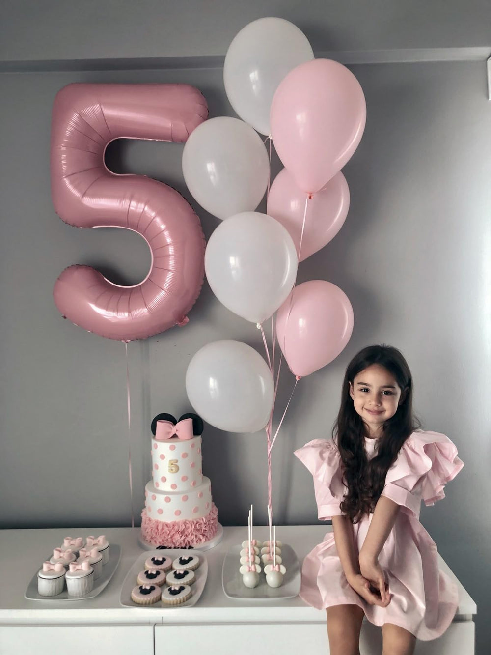 Argthjy foil Number 5 balloon 40-inch pearl pink for lasting celebration decor.