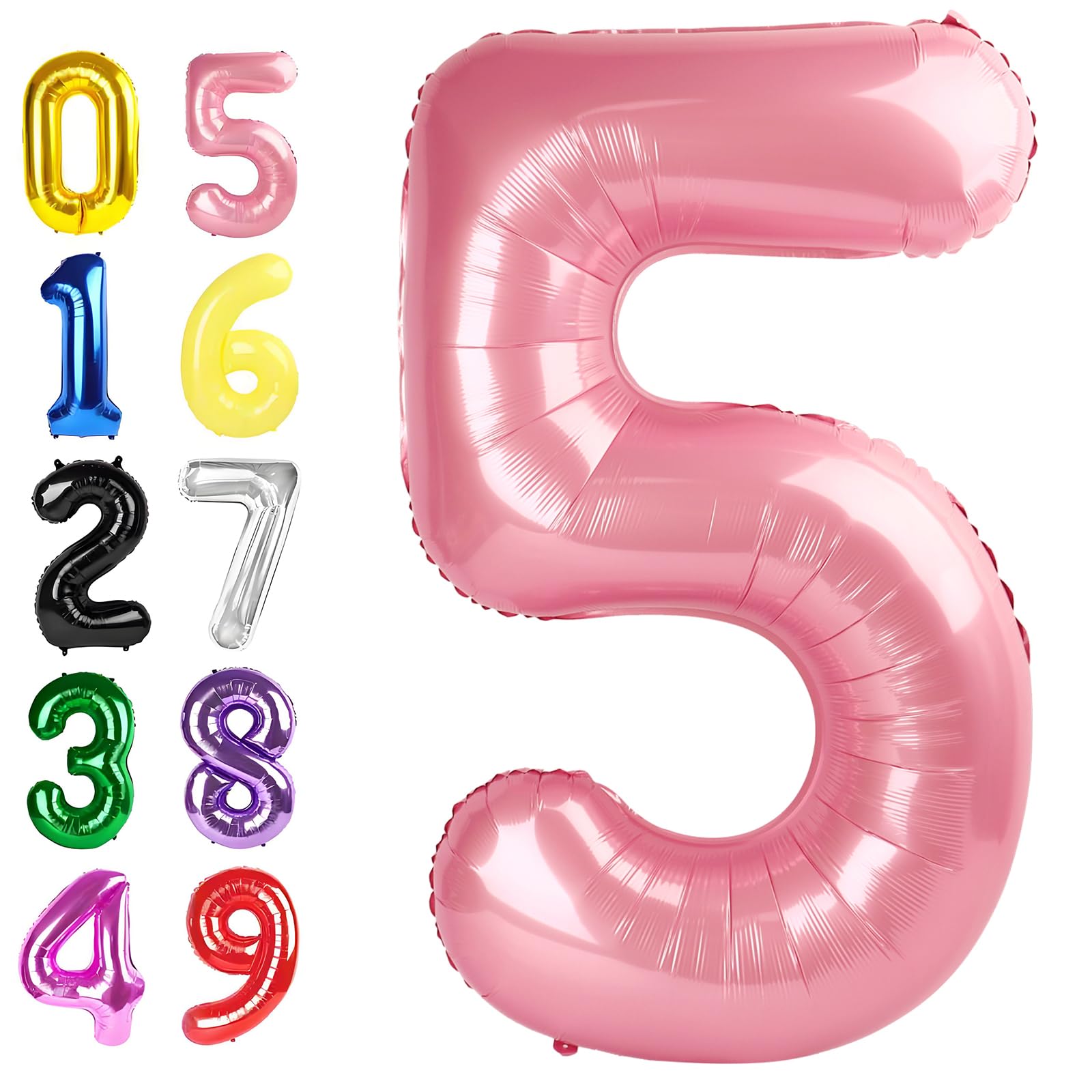 Argthjy Number 5 balloon 40-inch pearl pink, ideal birthday centerpiece.