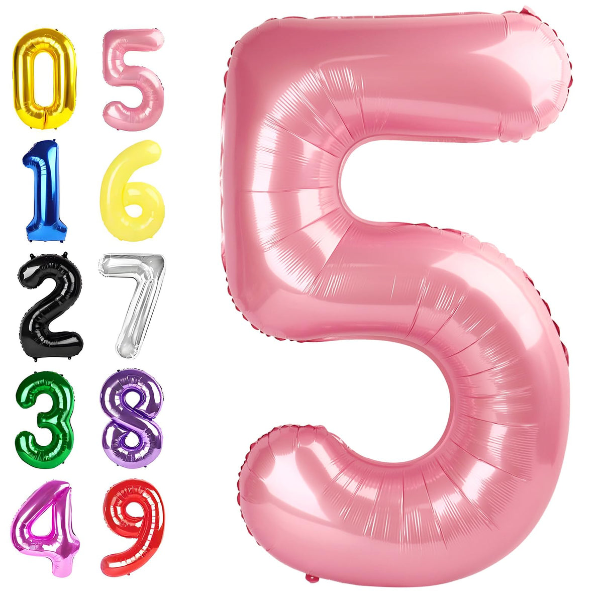Argthjy Number 5 balloon 40-inch pearl pink, ideal birthday centerpiece.