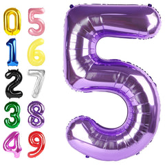Argthjy Number 5 40-inch purple foil balloon for bold birthday backdrops.