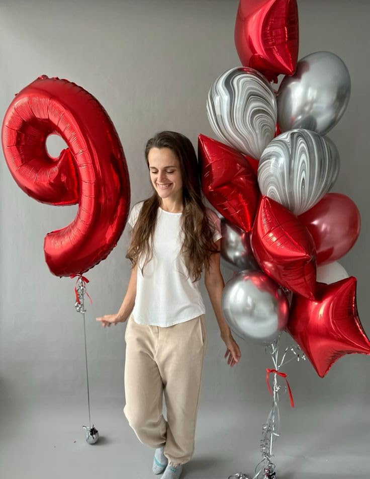 Argthjy numeric balloon multicolor adds vibrant birthday decoration.