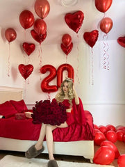 Argthjy 8-number balloon in red foil suits weddings and anniversaries