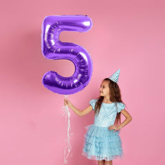 Argthjy purple 5 balloon 40inch foil decor for festive celebrations.